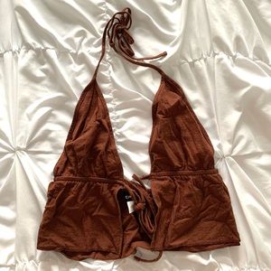Shein Brown Halter Crop Top